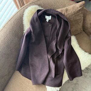 H&M Handmade Burgundy Scarf Wool Blend Coat